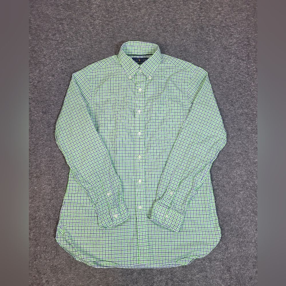 Polo Ralph Lauren Mens Shirt Size M Green Plaid Button Down Long Sleeve Ponyless
